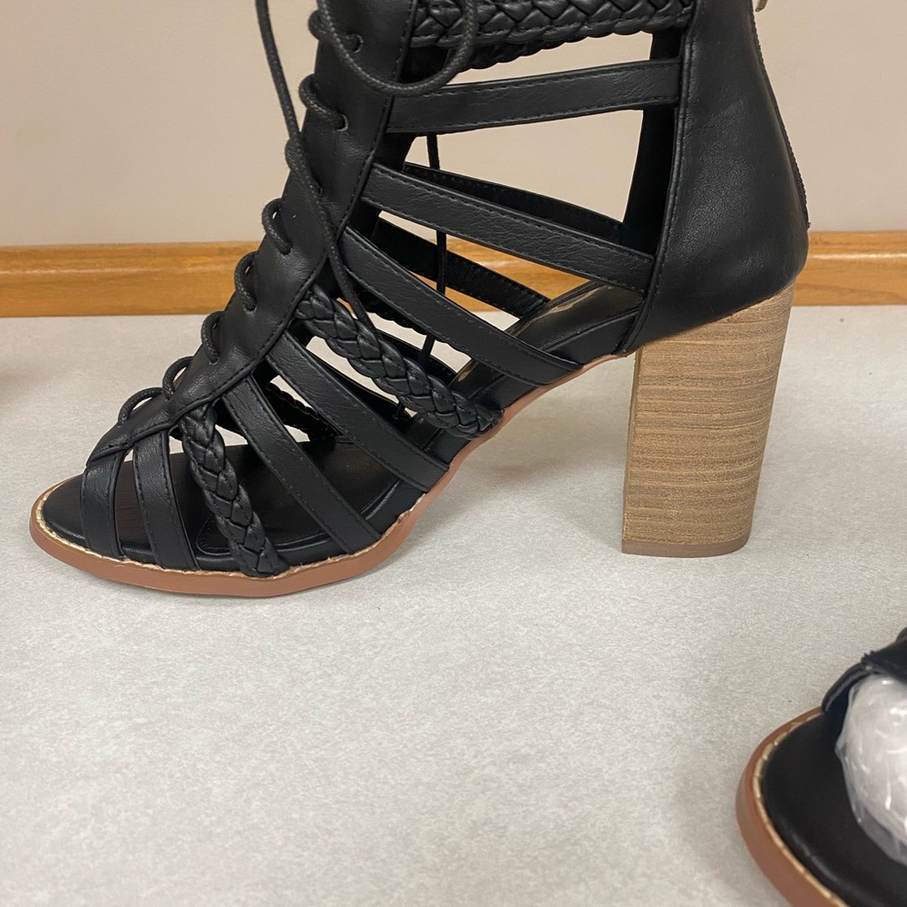 Portia Black Braided Block Heel by ccocci - Picture 6 of 11